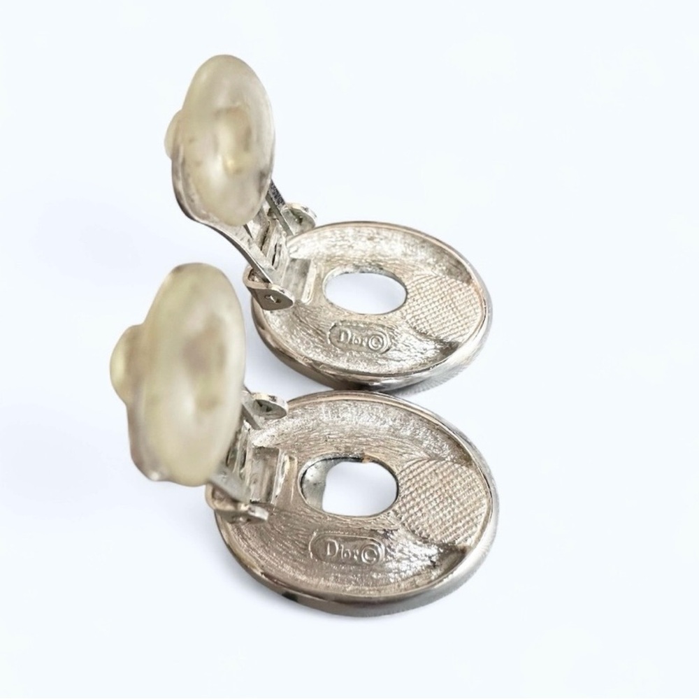 Dior Silver and Pearl-Tone Clip-On Earrings - Picture 2 of 9